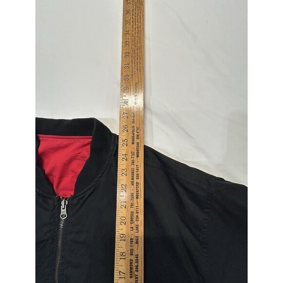 Vintage 90`s Marlboro Jacket Mens Medium Black/Red Reversible Bomber B13 - Picture 7 of 10